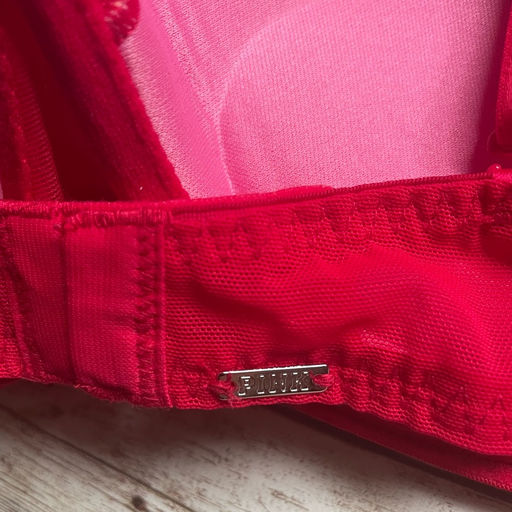 PINK VICTORIA'S SECRET DATE NIGHT PUSH UP BRA BLACK WITH WHITE LILLIES 36C - Picture 5 of 10